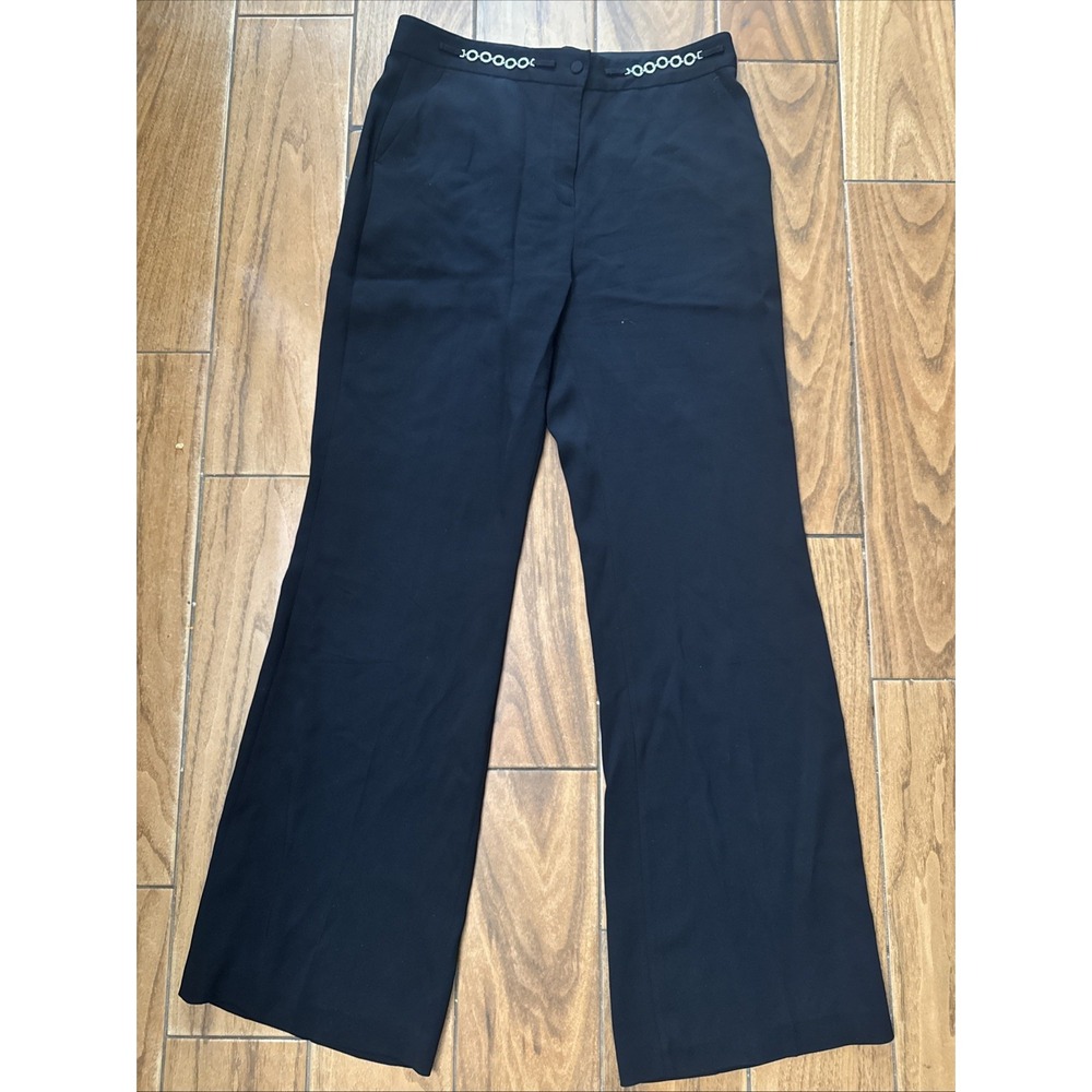 Gerard Darel Paris Black Wide Leg Rhinestone Trouser Pants FR 44 US 12